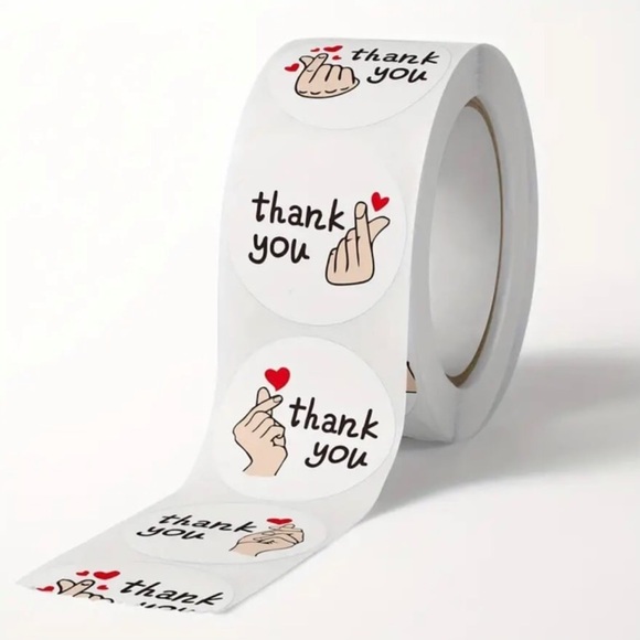 (39) Roll of 500 Heart “Thank You” Stickers, Business or Personal - Picture 3 of 6